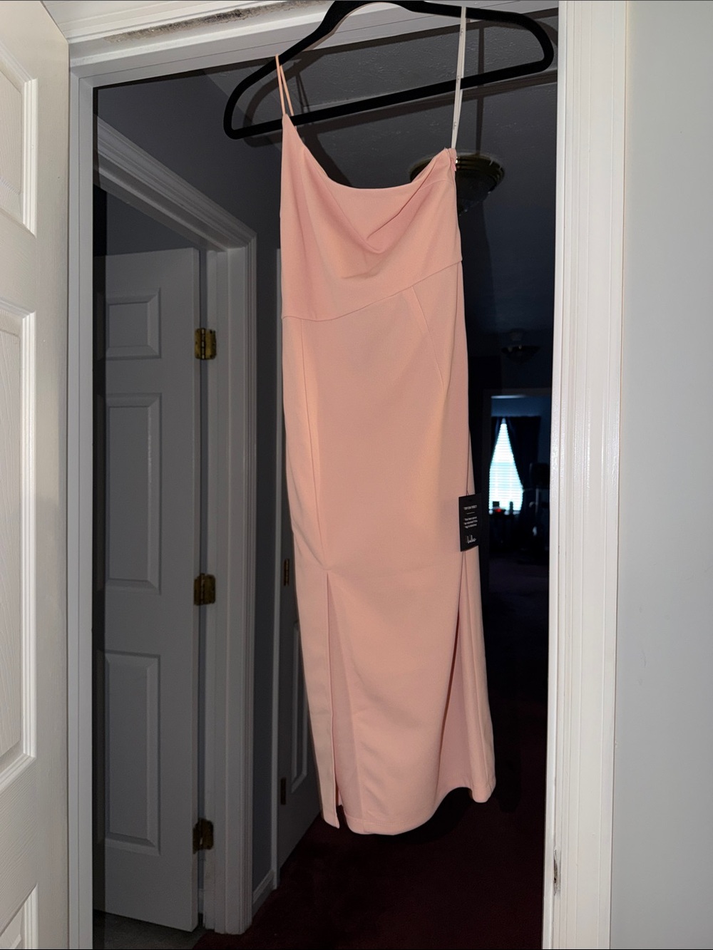 Lulu's Blush Pink Cowl Neck Midi Slip Dress